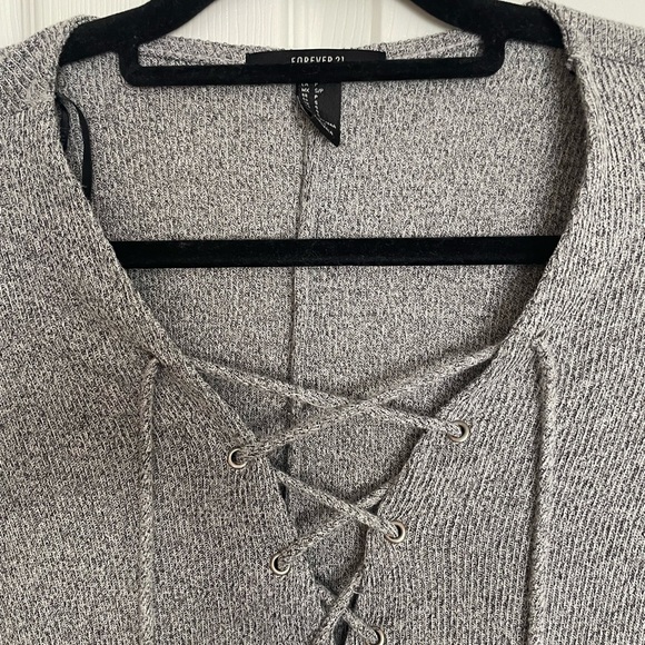 Forever 21 Heather Gray Lace-Up Mini Dress - Picture 2 of 5